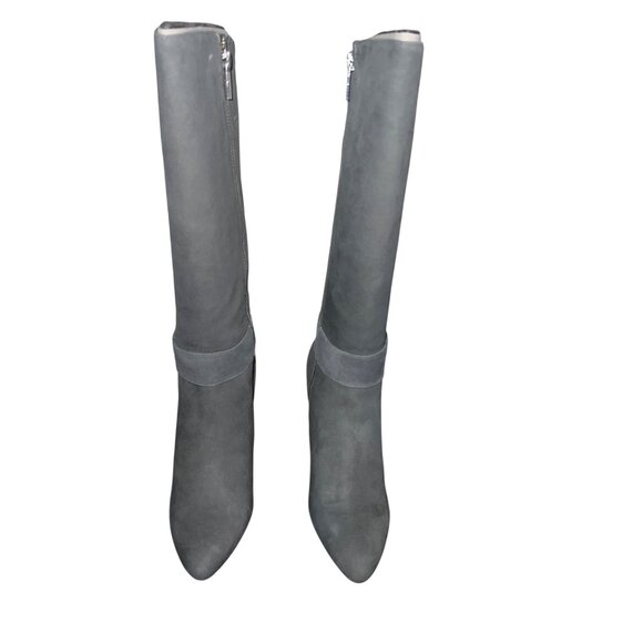 NIB Michael Kors Caroline Boots 9M Dark Slate Suede Leather Knee High MK Logo - Picture 7 of 14
